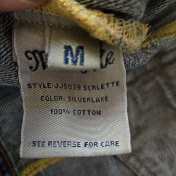 Miss Me Women's Size Medium Cropped Silverlake Denim Jacket Patchwork - Picture 9 of 11